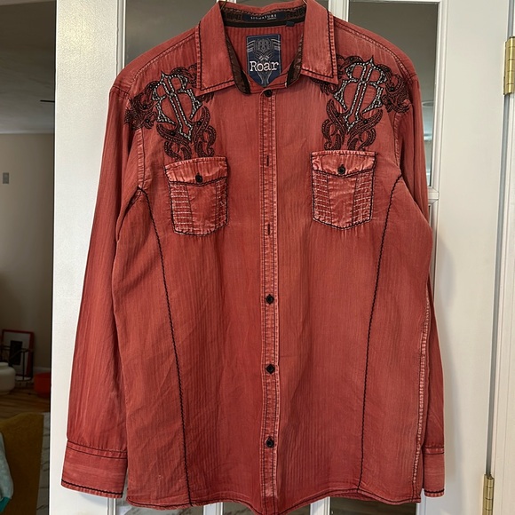 Men’s Roar (Buckle) Distressed Look Button Up Shirt XXL - Picture 1 of 6